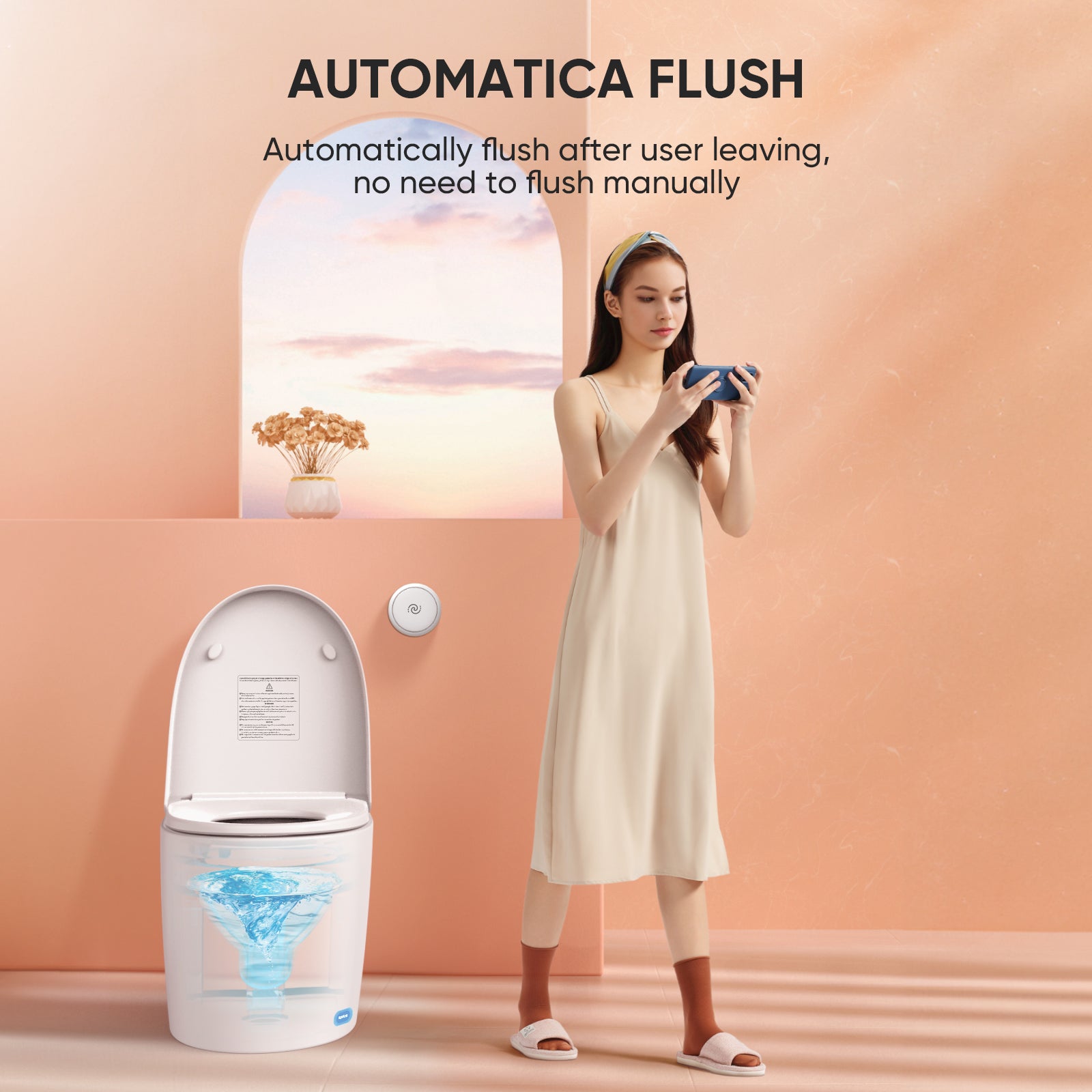 LEIVI Smart Toilet with Built-in Heated Seat, Tankless Toilet with Auto Flushing, Adjustable Seat Temp, Flush Remote Control, Elongated